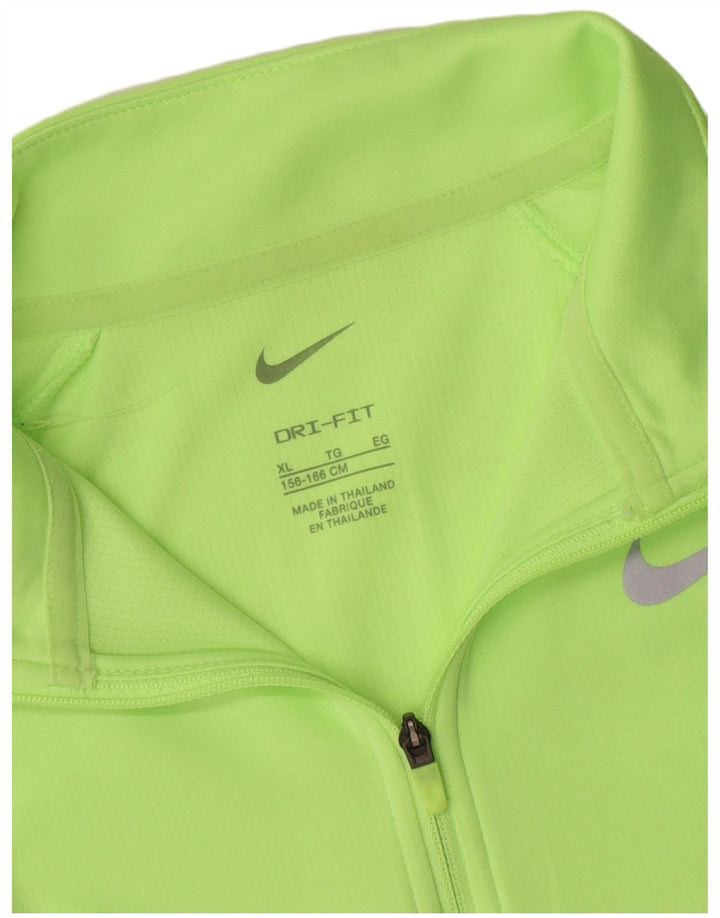 Nike Boys Dri Fit Zip Neck Pullover Tracksuit Top 13-14 Years Green