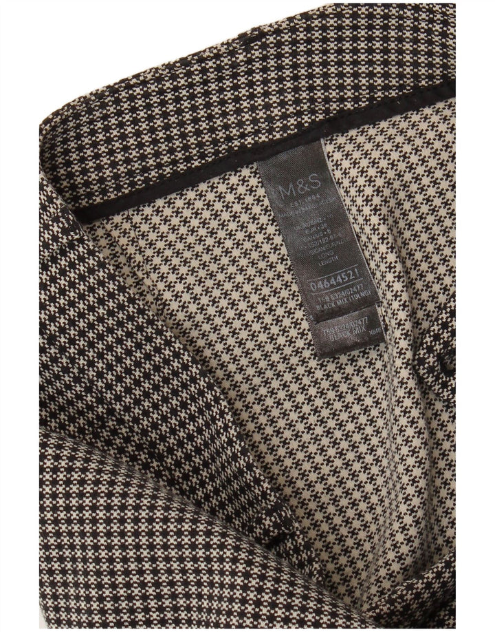 Marks & Spencer Womens Suit Trousers UK 10 Small W28 L28 Black Houndstooth