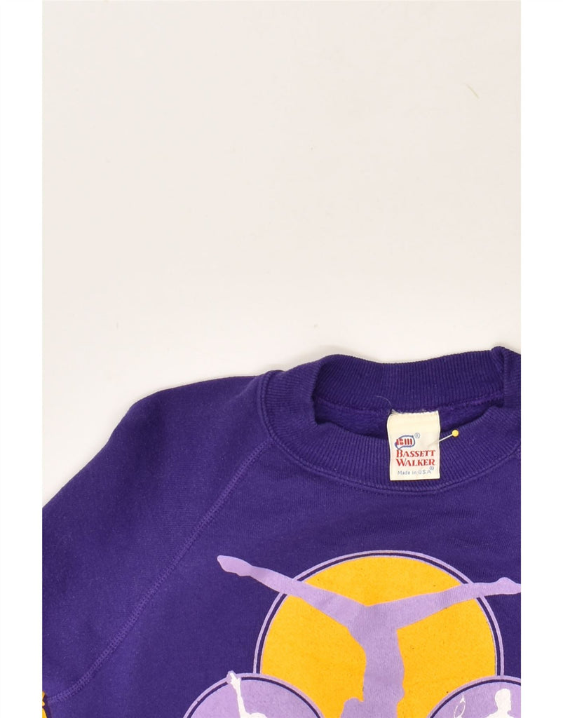 VINTAGE Womens Graphic Sweatshirt Jumper UK 10 Small Purple Polyester | Vintage Vintage | Thrift | Second-Hand Vintage | Used Clothing | Messina Hembry 