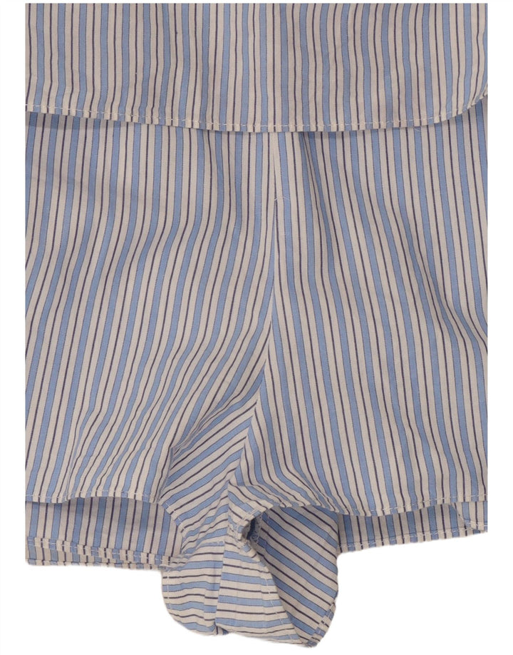 ZARA Womens 3/4 Sleeve Playsuit UK 10 Small Blue Striped