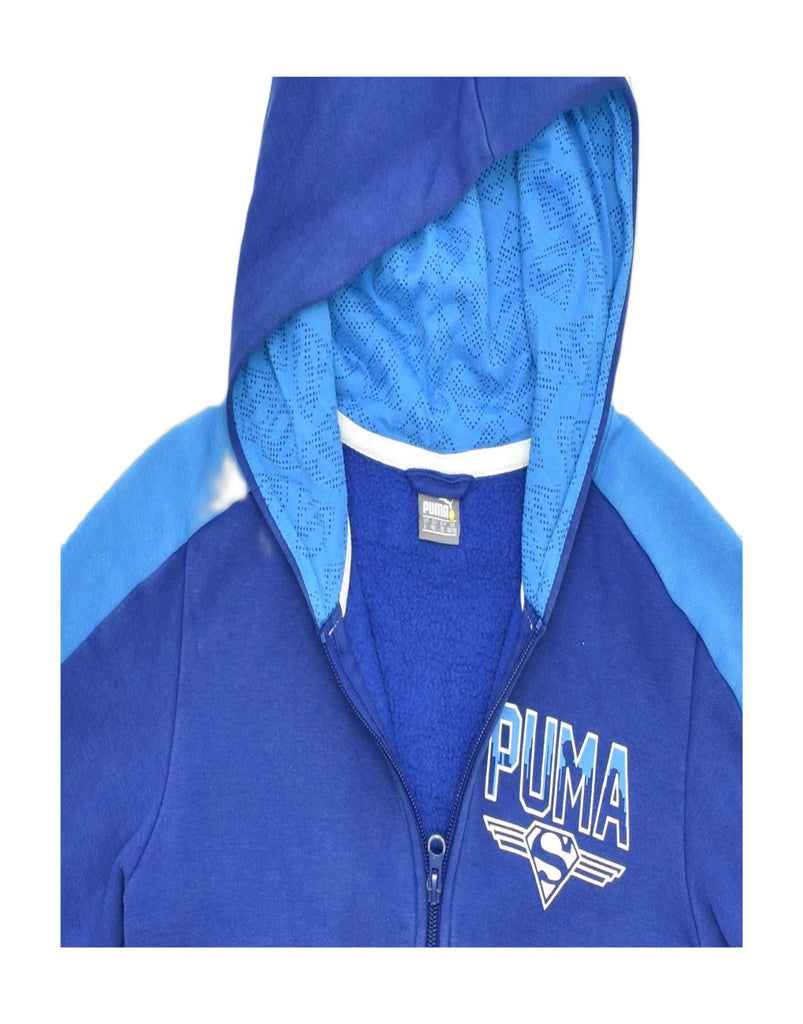 PUMA Boys Graphic Zip Hoodie Sweater 11-12 Years Blue Colourblock Cotton | Vintage | Thrift | Second-Hand | Used Clothing | Messina Hembry 