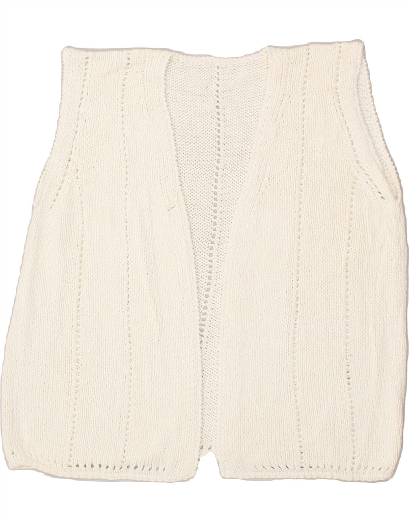 VINTAGE Womens Sleeveless Cardigan Sweater UK 14 Large White Vintage Vintage and Second-Hand Vintage from Messina Hembry 