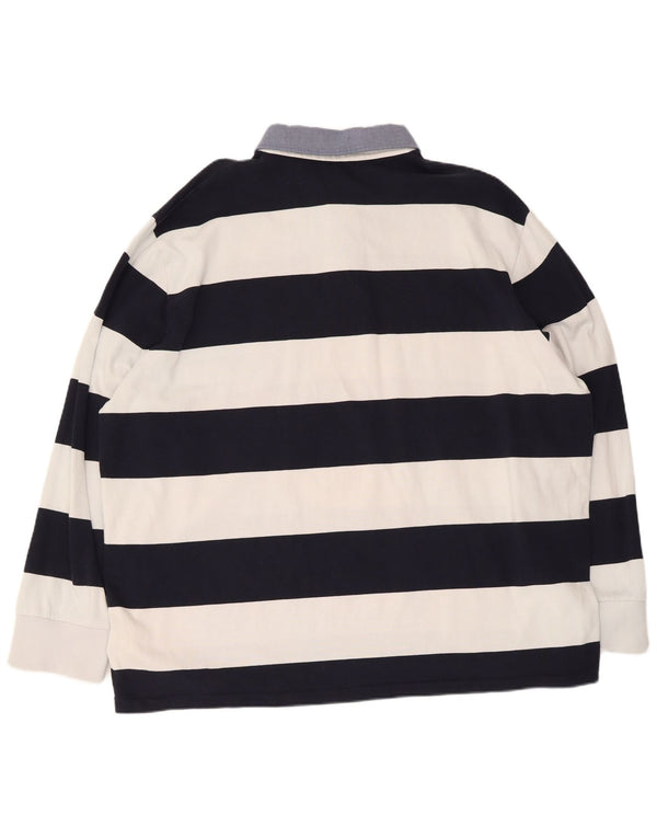 Gant Mens Long Sleeve Rugby Polo Shirt 5XL Navy Blue Striped Cotton
