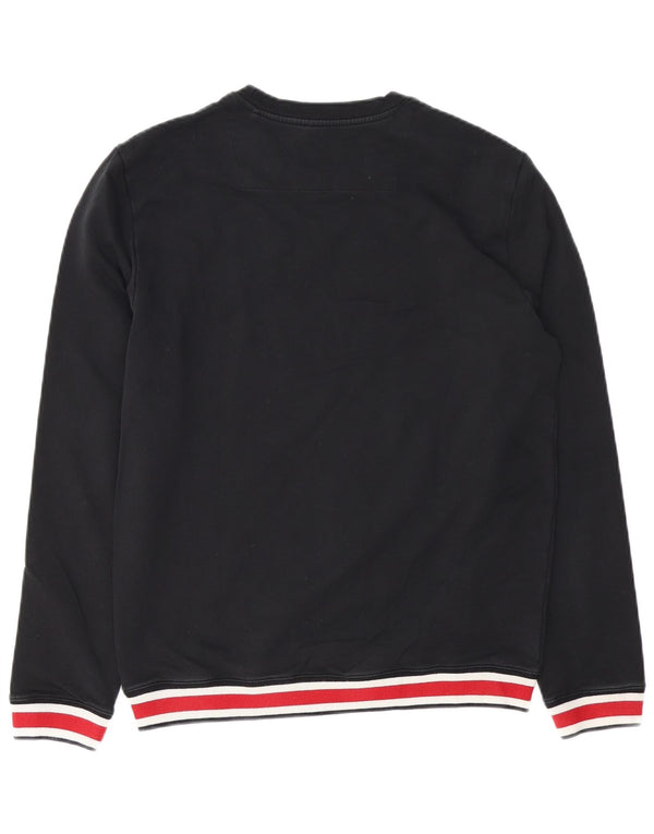 GUESS Mens Slim Fit Sweatshirt Jumper UK 40 Medium Black Colourblock