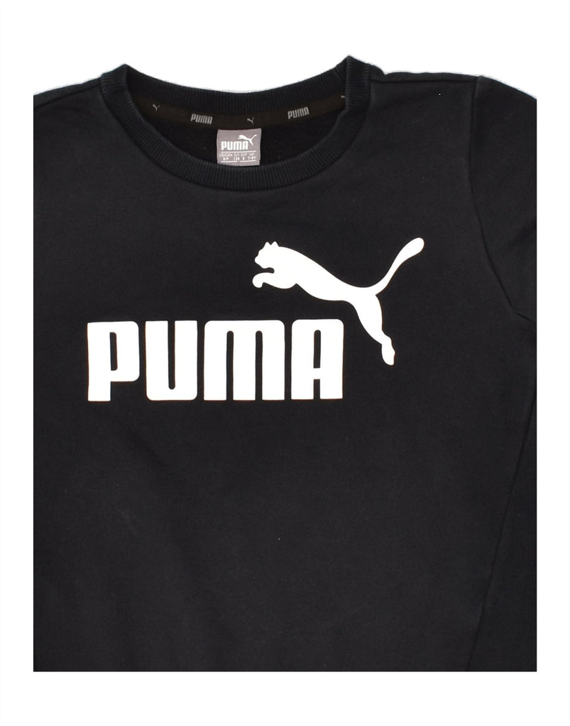 PUMA Boys Graphic Sweatshirt Jumper 7-8 Years Black Cotton | Vintage Puma | Thrift | Second-Hand Puma | Used Clothing | Messina Hembry 