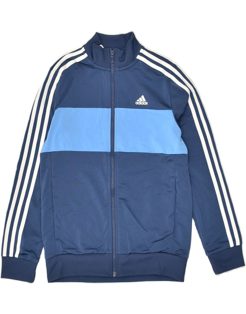 ADIDAS Boys Tracksuit Top Jacket 11-12 Years Blue Colourblock Polyester | Vintage Adidas | Thrift | Second-Hand Adidas | Used Clothing | Messina Hembry 