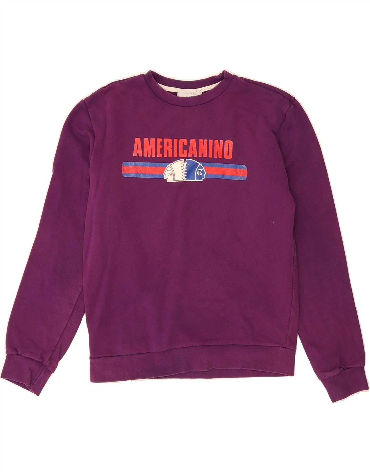 AMERICANINO Womens Graphic Sweatshirt Jumper UK 16 Large Purple Cotton