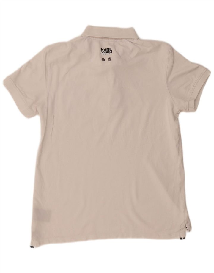 Karl Lagerfeld Mens Polo Shirt Medium White Cotton