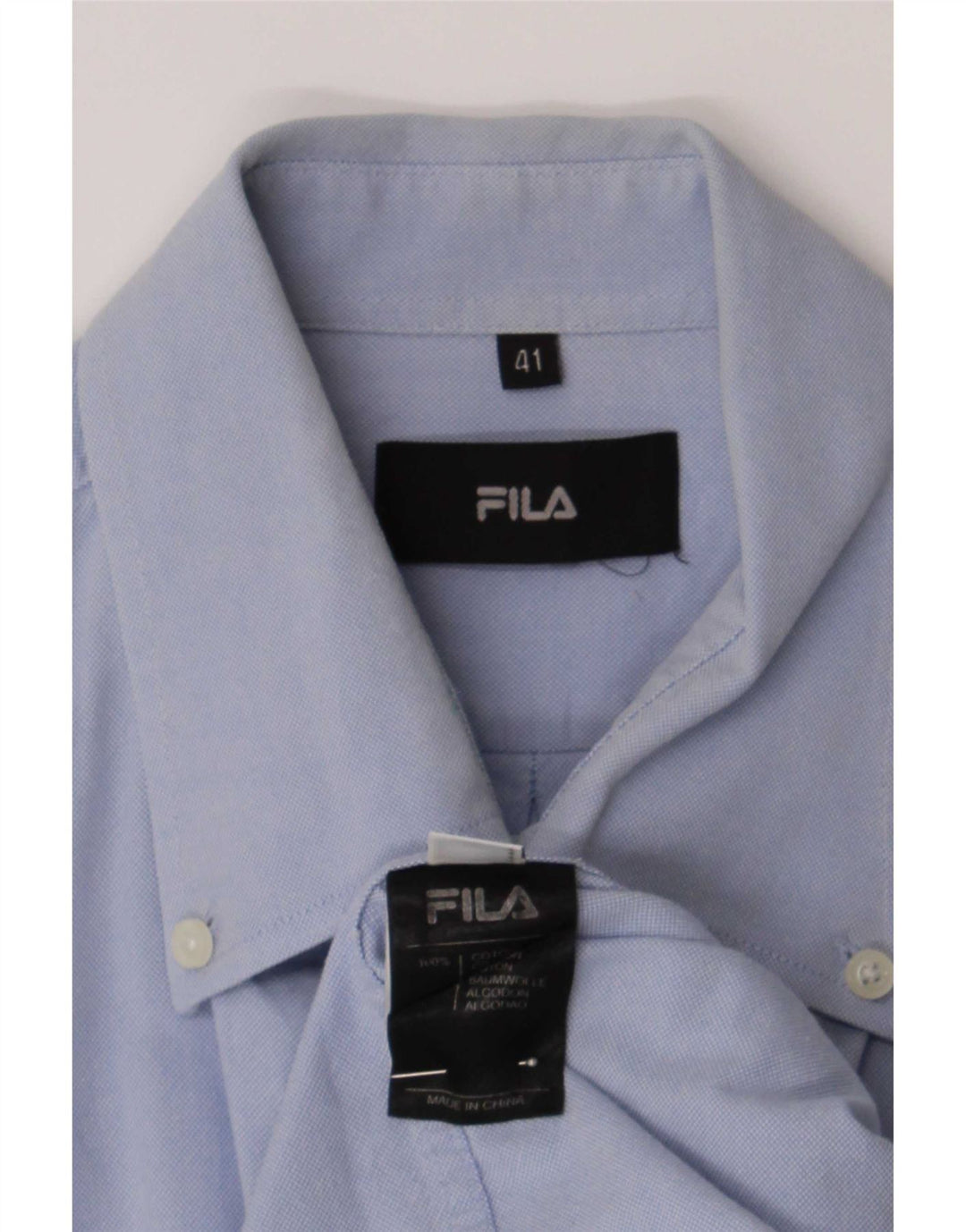 Fila Mens Shirt Size 41 Large Blue Cotton
