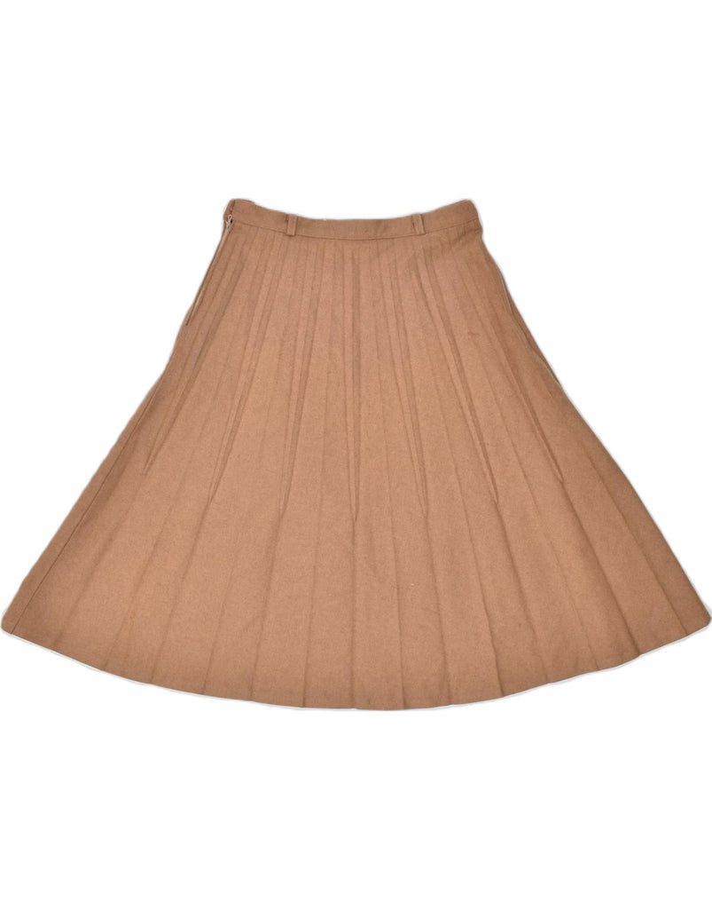 VINTAGE Womens High Waist Pleated Skirt IT 44 Medium W26 Brown Wool | Vintage | Thrift | Second-Hand | Used Clothing | Messina Hembry 