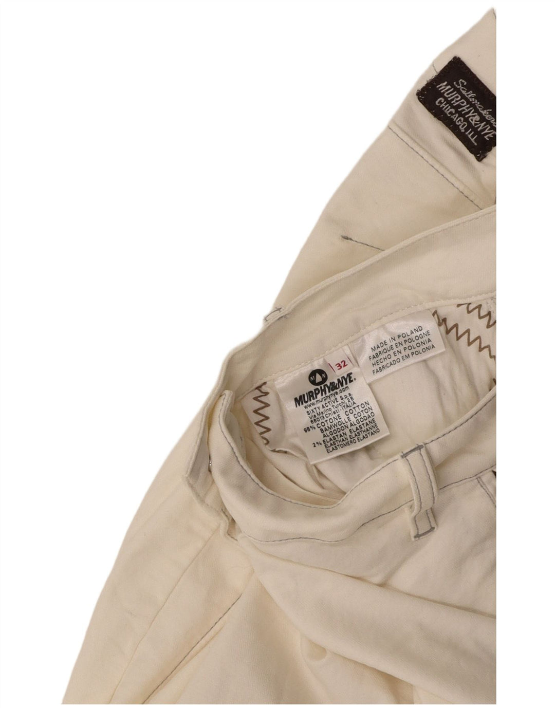 MURPHY & NYE Womens Straight Chino Trousers W32 L29 White Cotton