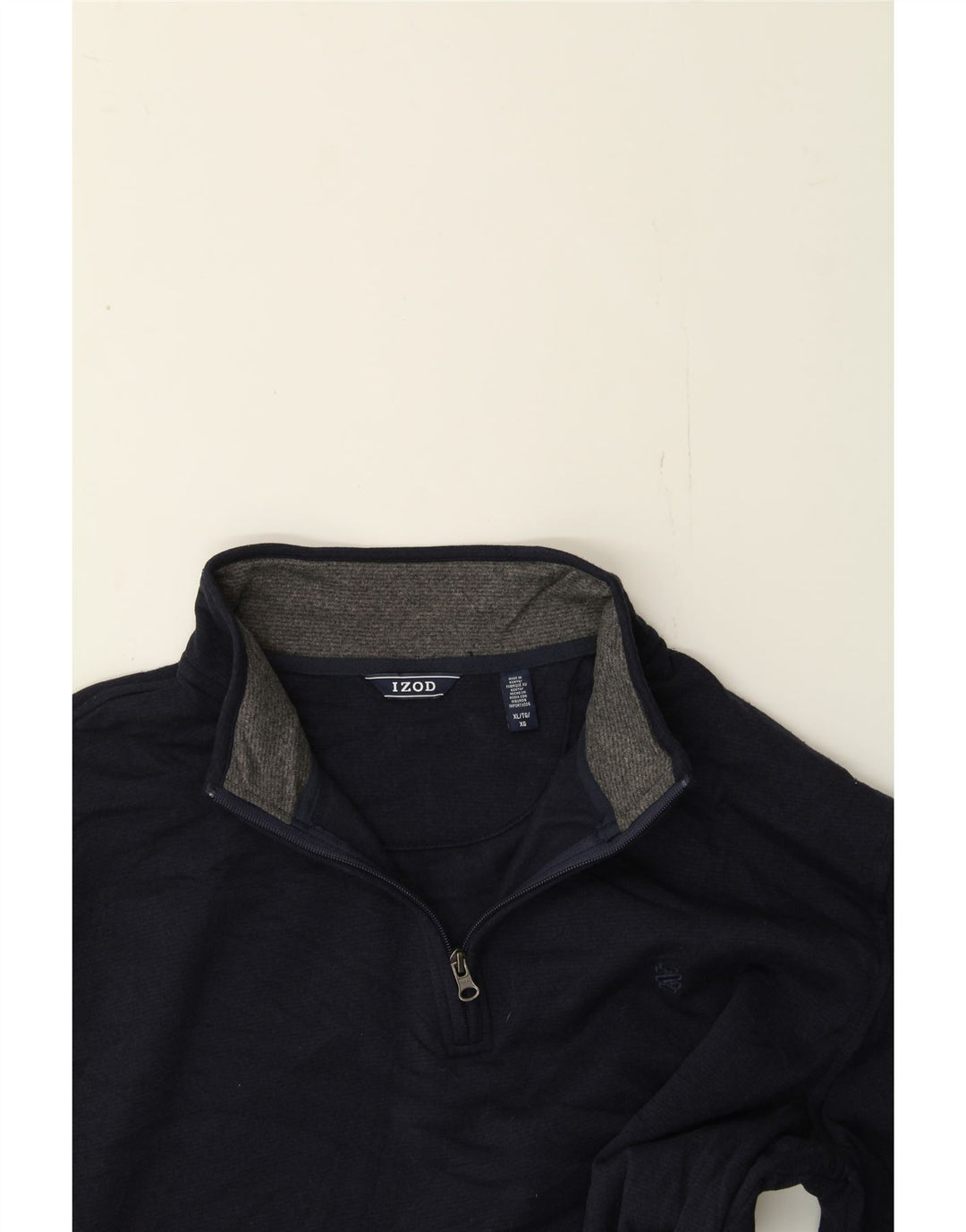 IZOD Mens Zip Neck Sweatshirt Jumper XL Navy Blue Polyester Vintage Izod and Second-Hand Izod from Messina Hembry 