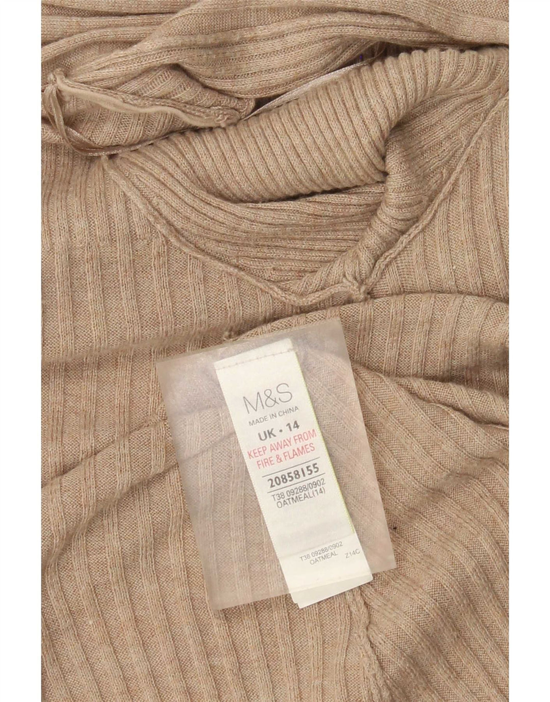 Marks & Spencer Womens Longline Open Cardigan Sweater UK 14 Medium Beige
