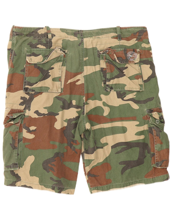 Patton Mens Cargo Shorts XL W40 Khaki Camouflage Cotton