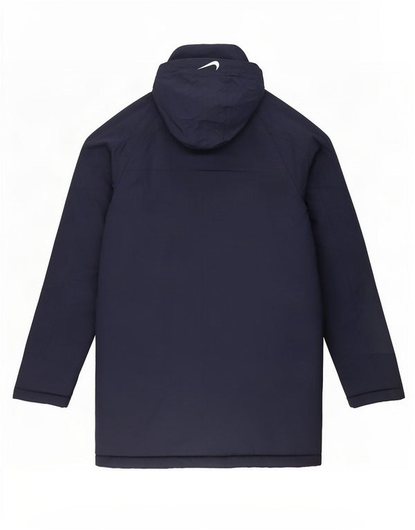 Nike Mens Hooded Padded Coat UK 40 Large Navy Blue Polyester