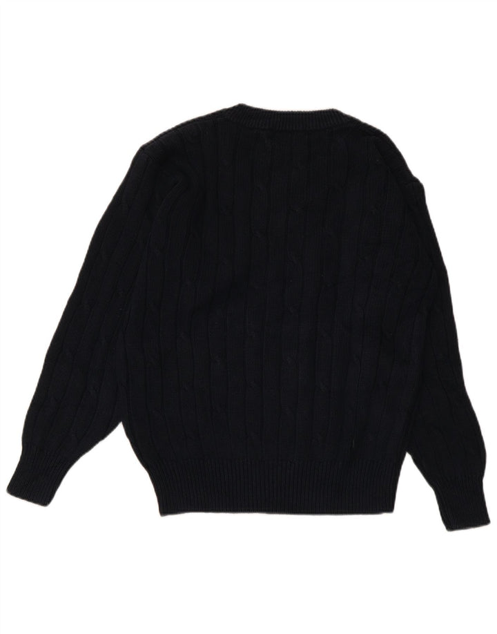 CONTE OF FLORENCE Womens V-Neck Jumper Sweater UK 10 Small Navy Blue