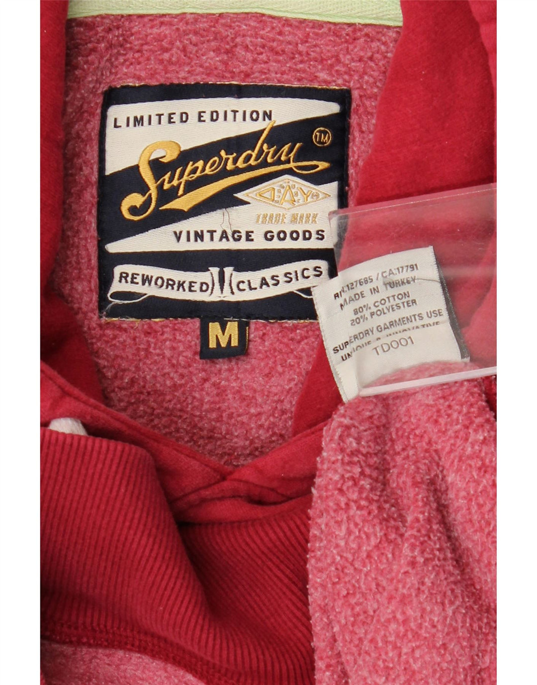 Superdry Mens Graphic Hoodie Jumper Medium Red Cotton
