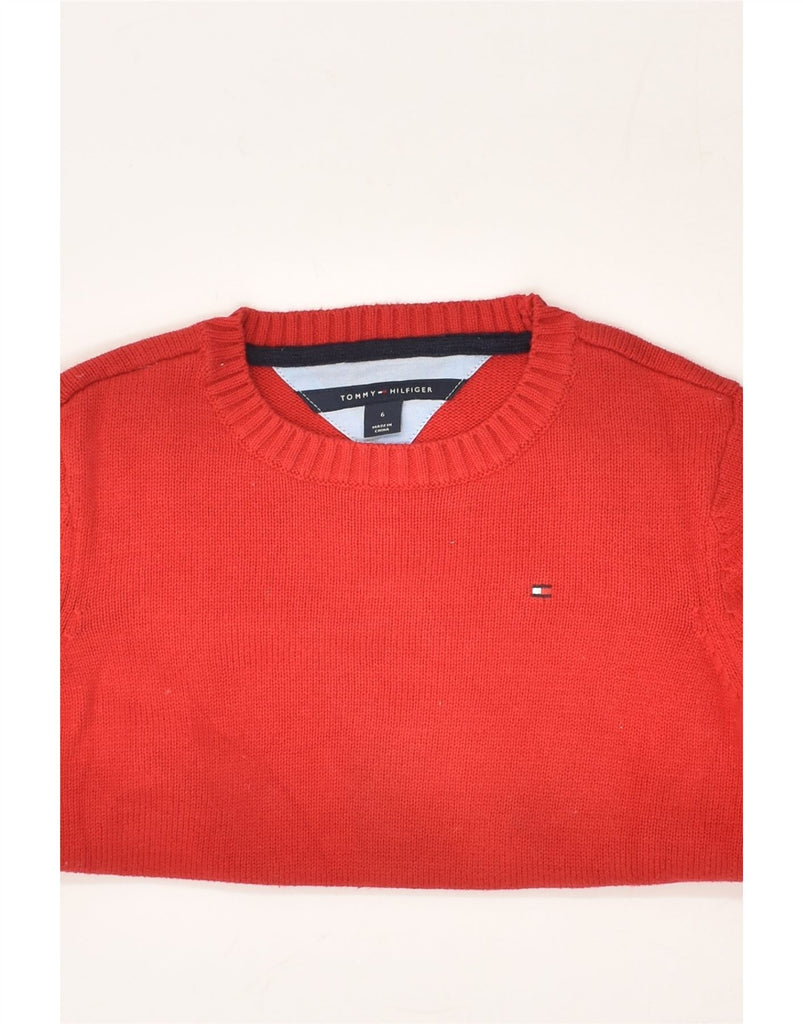 TOMMY HILFIGER Boys Crew Neck Jumper Sweater 5-6 Years Red Cotton | Vintage Tommy Hilfiger | Thrift | Second-Hand Tommy Hilfiger | Used Clothing | Messina Hembry 