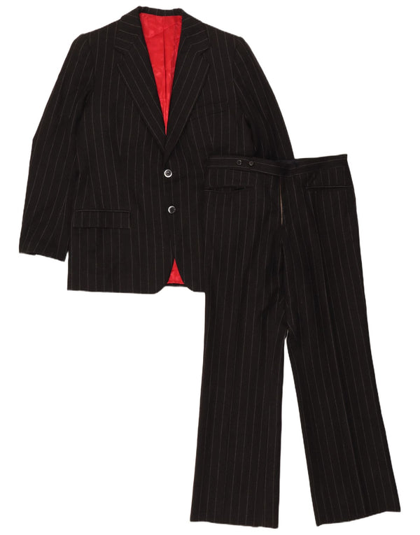 Vintage Mens 2 Button Piece Suit UK 38 Medium W30 L30 Black Pinstripe
