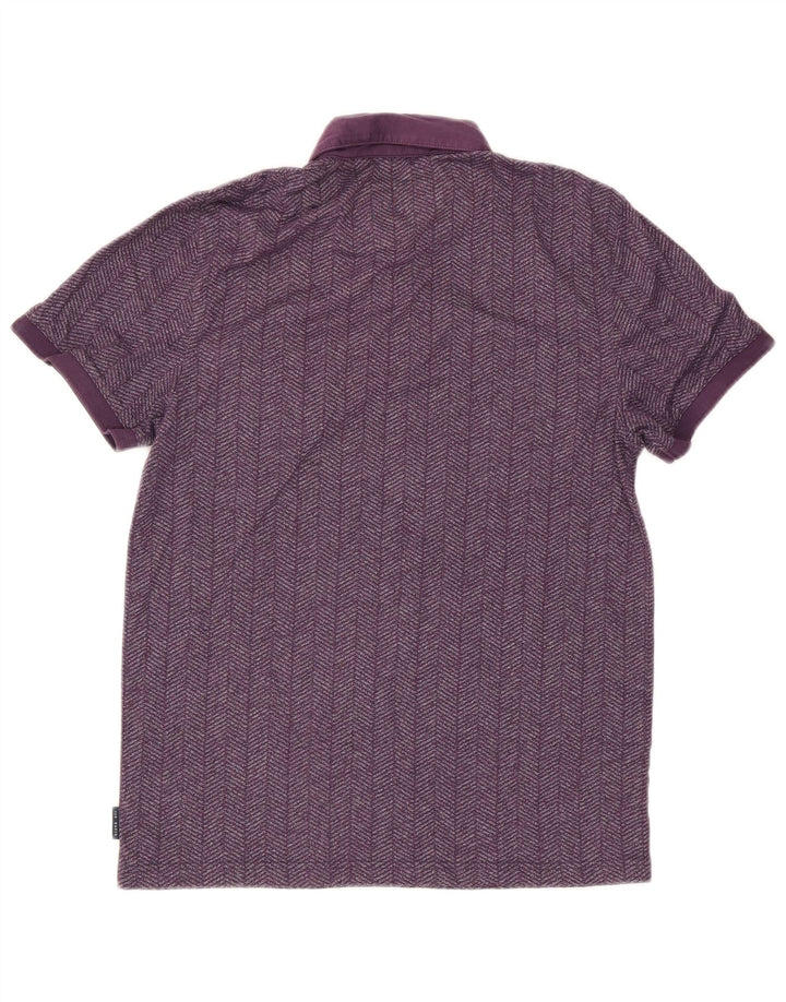 Ted Baker Mens Polo Shirt Size 3 Medium Purple Herringbone
