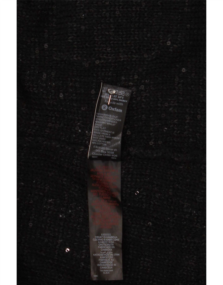 Marks & Spencer Womens Cardigan Sweater UK 14 Large Black Flecked Polyester