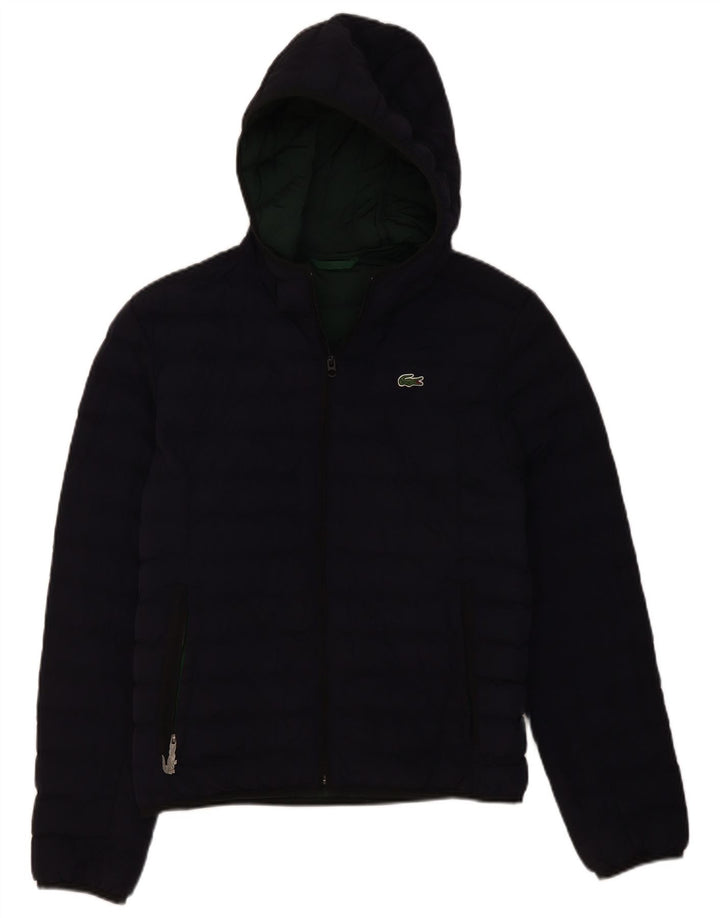 Lacoste Mens Hooded Padded Jacket EU 46 Small Navy Blue Polyamide