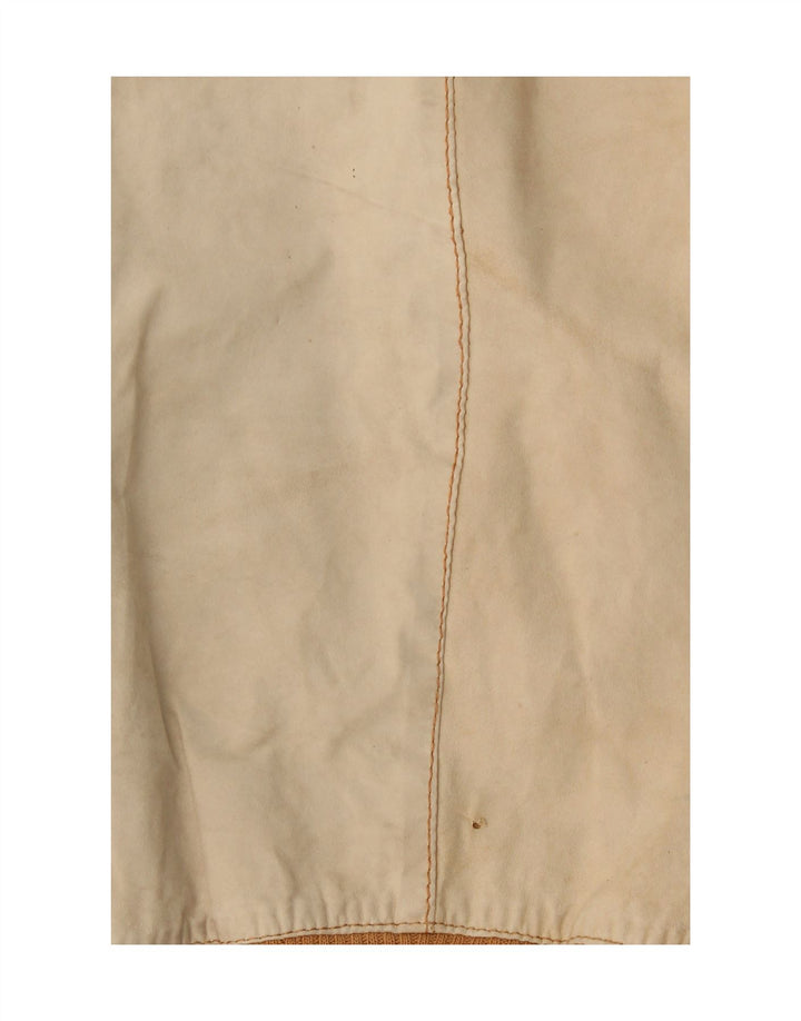 Vintage Womens Bomber Leather Jacket UK 14 Medium Beige