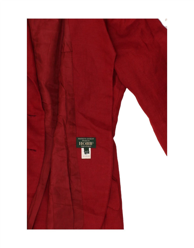 HOBBS Womens 3 Button Blazer Jacket UK 12 Medium  Red Linen Vintage Hobbs and Second-Hand Hobbs from Messina Hembry 