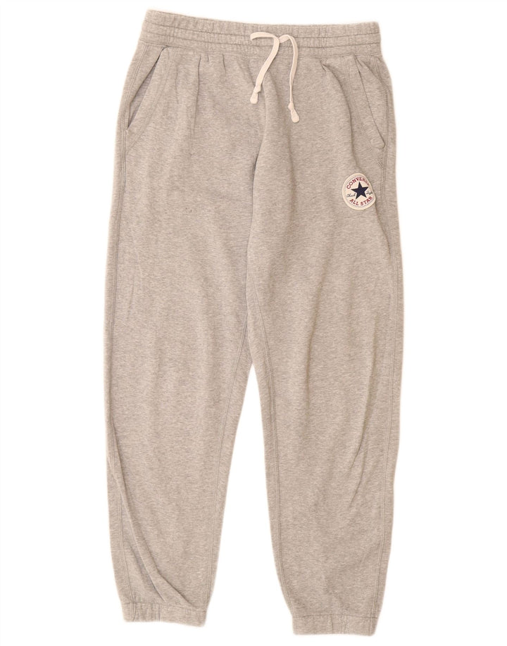 CONVERSE Mens Tracksuit Trousers Joggers Small Grey Flecked Cotton