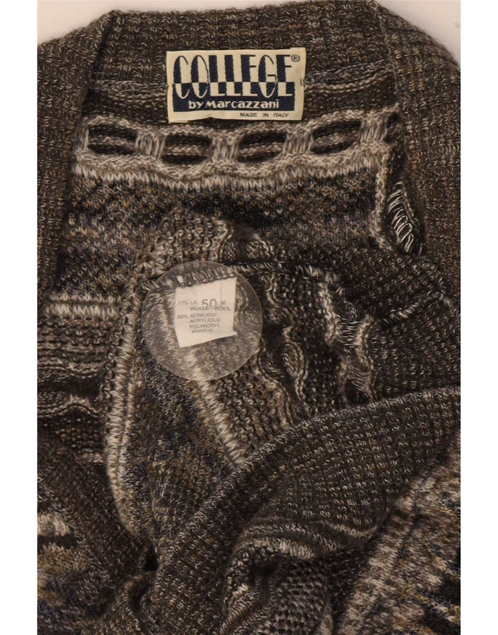 Marcazzani Mens Cardigan Sweater IT 50 Medium Grey Retro