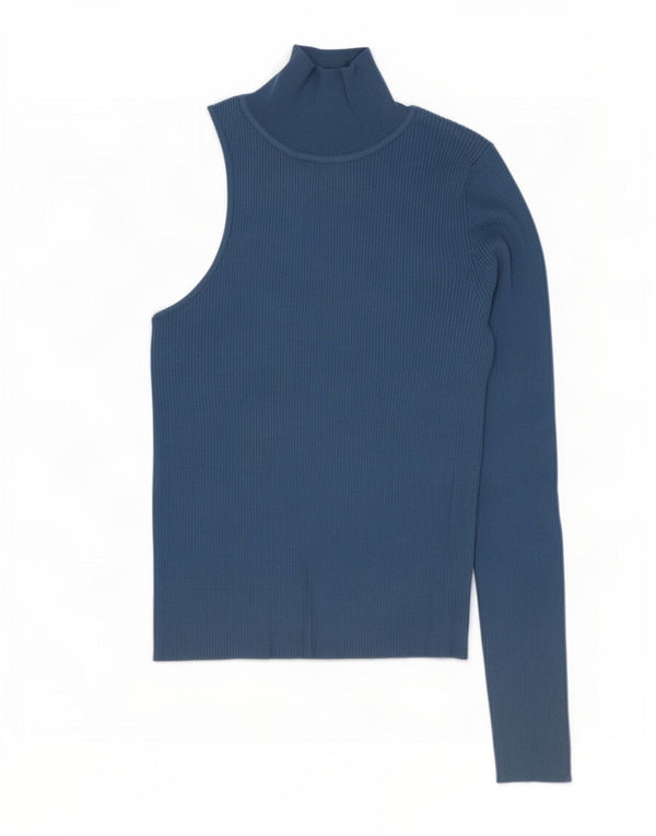 Zara Womens One Shoulder Top UK 12 Medium Blue Viscose
