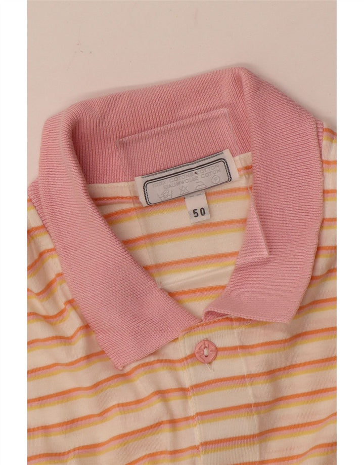 Stefanel Mens Polo Shirt IT 50 Medium Multicoloured Striped Cotton