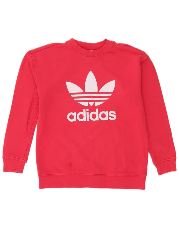 Adidas Womens Graphic Oversized Sweatshirt Jumper UK 8 Small Red Cotton