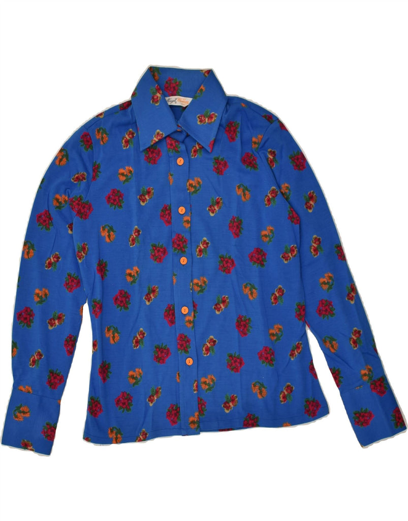 VINTAGE Womens Shirt US 6 Medium Blue Floral | Vintage Vintage | Thrift | Second-Hand Vintage | Used Clothing | Messina Hembry 