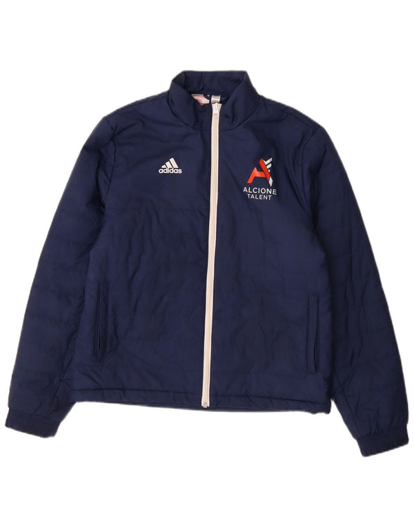 Adidas Boys Graphic Padded Jacket 13-14 Years Navy Blue Polyester
