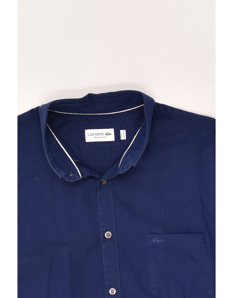 LACOSTE Mens Regular Fit Shirt Size 42 Large Navy Blue Cotton | Vintage Lacoste | Thrift | Second-Hand Lacoste | Used Clothing | Messina Hembry 