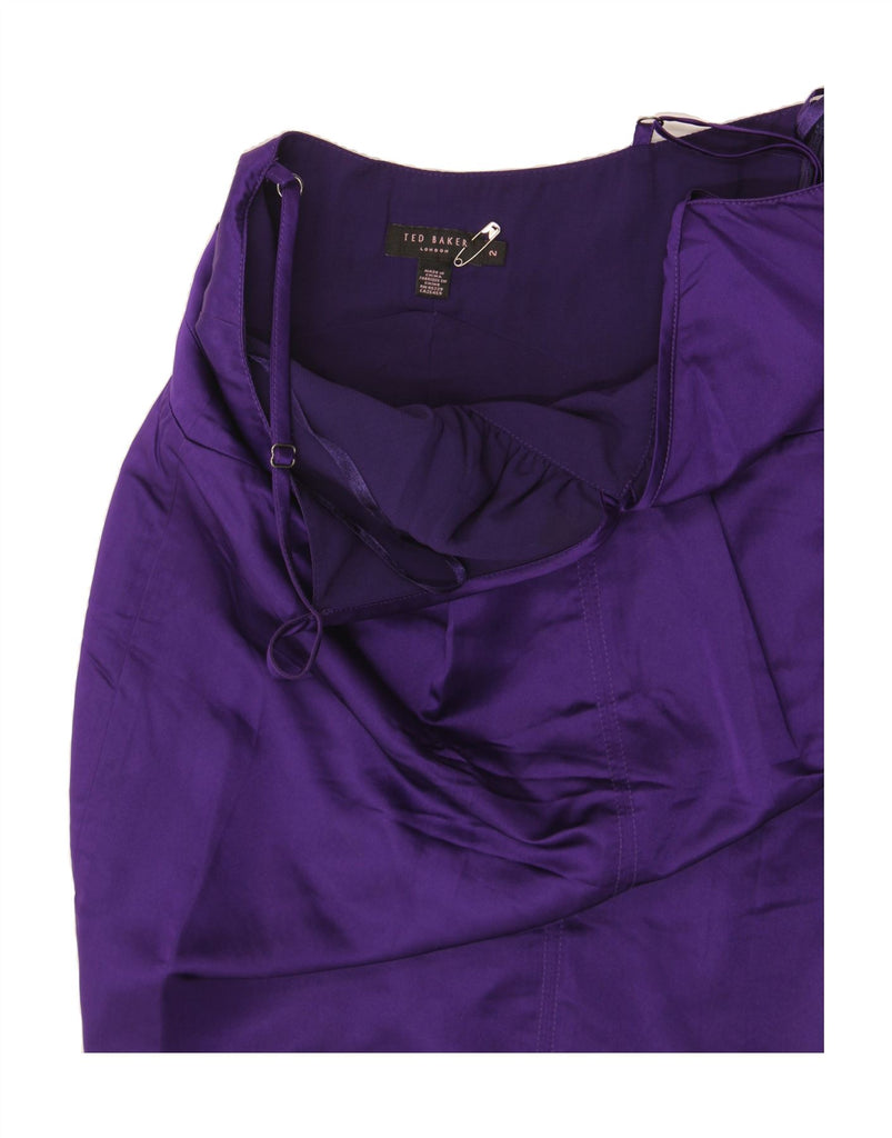 TED BAKER Womens Sleeveless Bodycon Dress US 2 Small Purple Silk Vintage Ted Baker and Second-Hand Ted Baker from Messina Hembry 