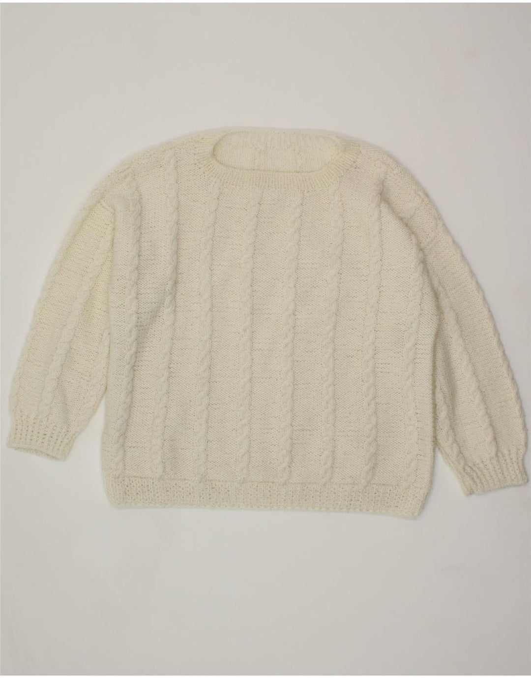 VINTAGE Womens Crew Neck Jumper Sweater UK 16 Large White Vintage Vintage and Second-Hand Vintage from Messina Hembry 