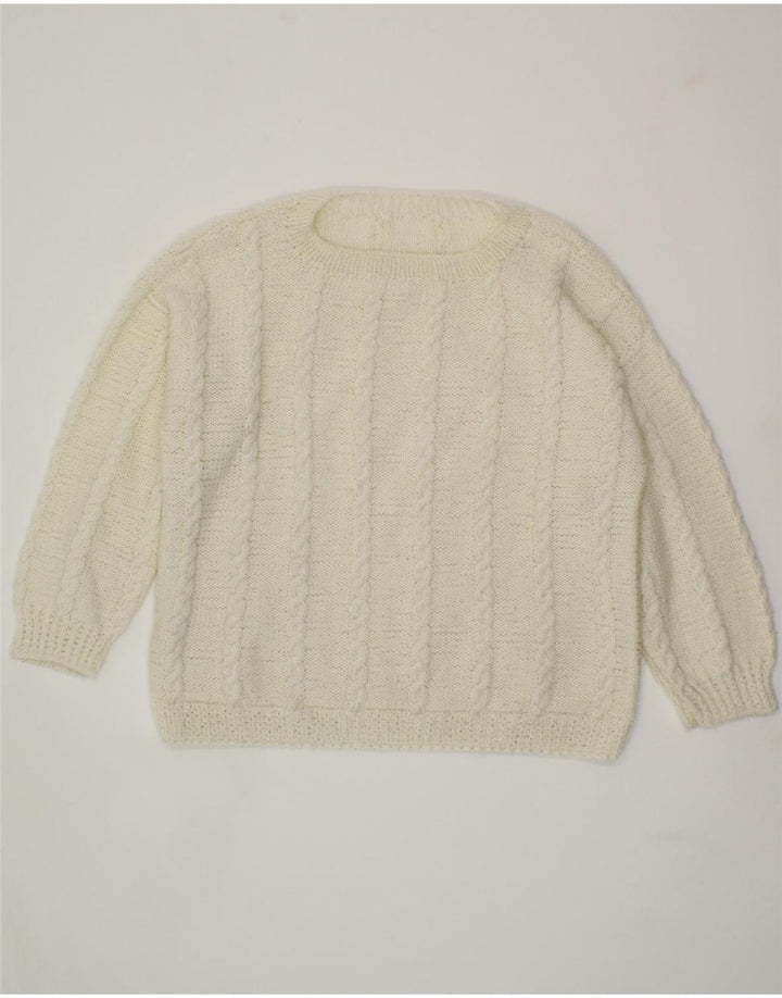 VINTAGE Womens Crew Neck Jumper Sweater UK 16 Large White Vintage Vintage and Second-Hand Vintage from Messina Hembry 