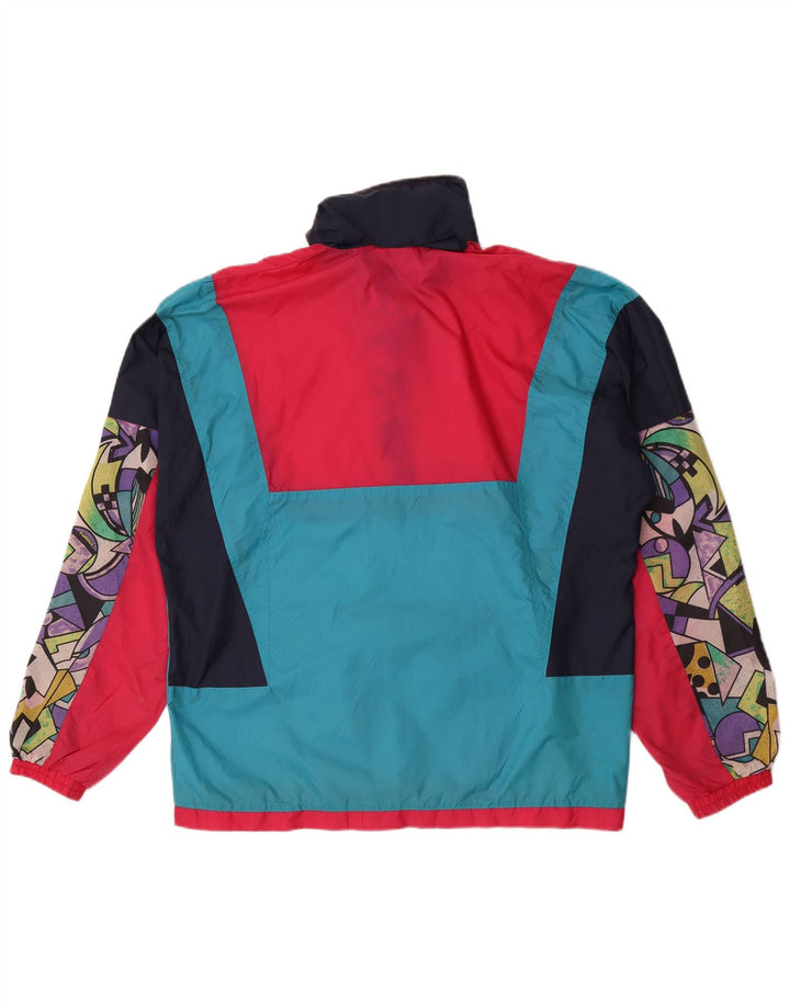 VINTAGE Mens Hooded Rain Jacket UK 38 Medium Multicoloured Geometric