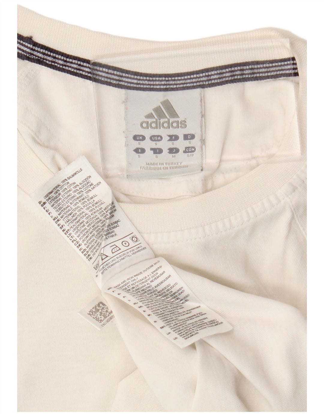 Adidas Mens T-Shirt Top Small Off White Cotton