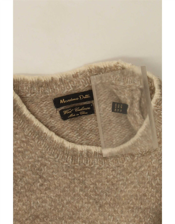 Massimo Dutti Mens Boat Neck Jumper Sweater XL Beige Flecked