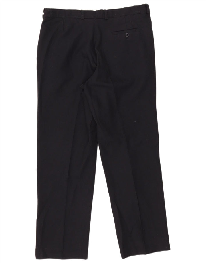 Marks & Spencer Mens Straight Chino Trousers W34 L29 Navy Blue Polyester
