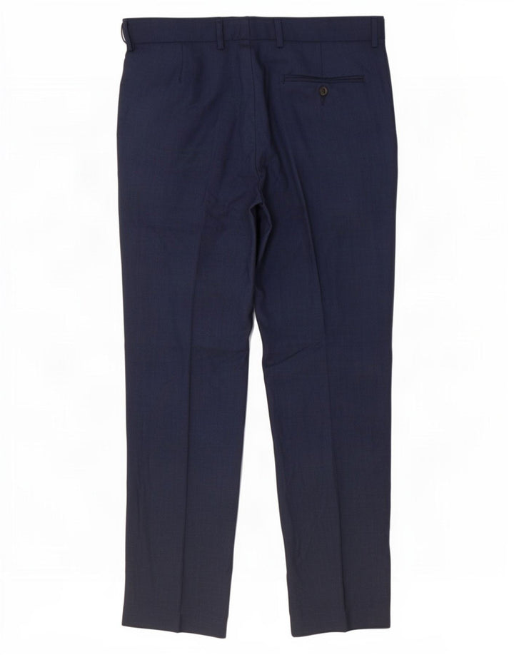 Marks & Spencer Mens Regular Fit Suit Trousers W34 L31 Navy Blue Polyester