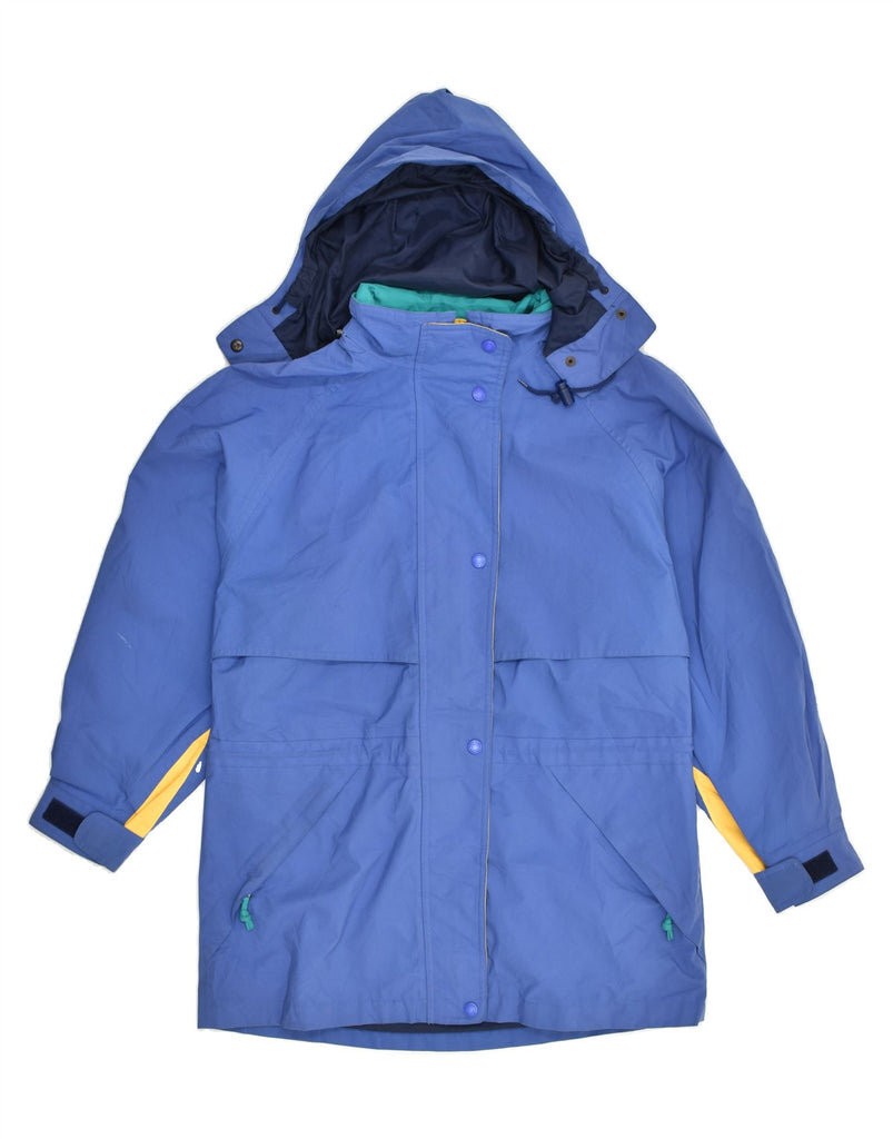 EDDIE BAUER Womens Hooded Windbreaker Coat UK 14 Medium Blue Polyester | Vintage Eddie Bauer | Thrift | Second-Hand Eddie Bauer | Used Clothing | Messina Hembry 