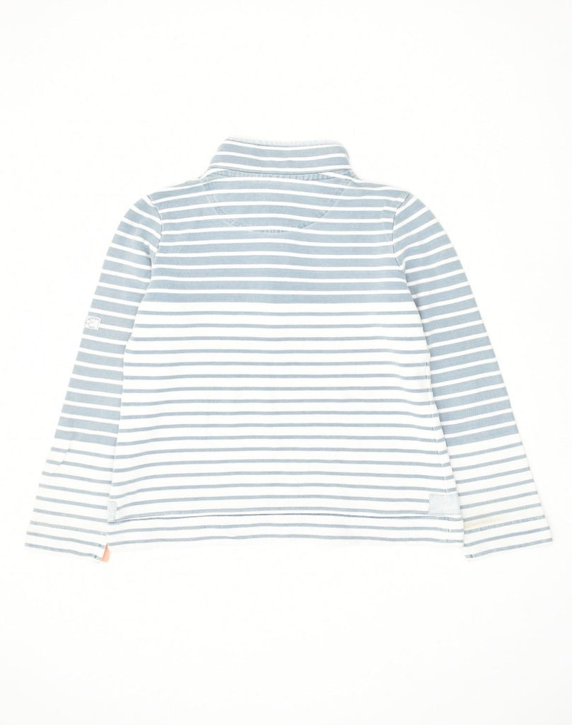 JOULES Womens Button Neck Sweatshirt Jumper UK 12 Medium Blue Striped | Vintage Joules | Thrift | Second-Hand Joules | Used Clothing | Messina Hembry 