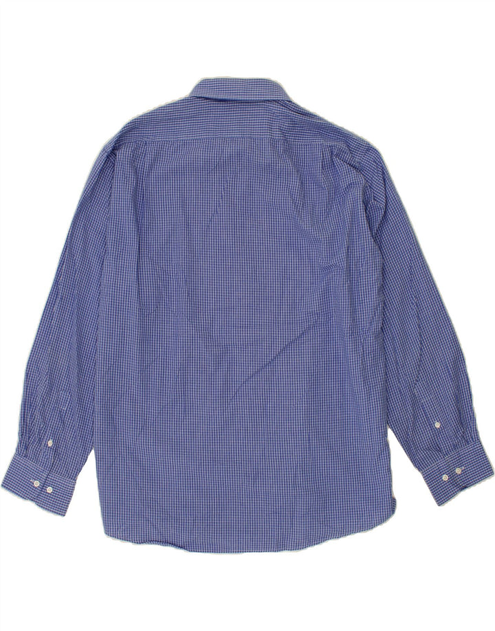 DOCKERS Mens Stretch Fitted Shirt Size 17 17 1/2 XL Blue Check Cotton Vintage Dockers and Second-Hand Dockers from Messina Hembry 
