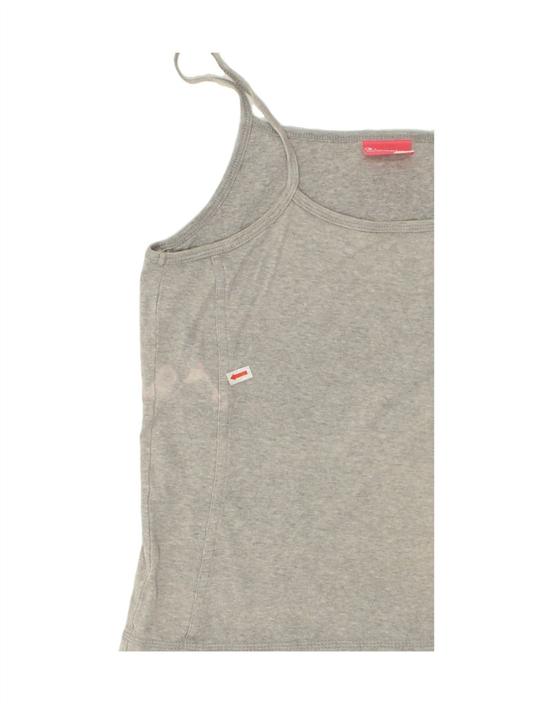 CHAMPION Womens Crop Cami Top UK 14 Large Grey Cotton | Vintage Champion | Thrift | Second-Hand Champion | Used Clothing | Messina Hembry 