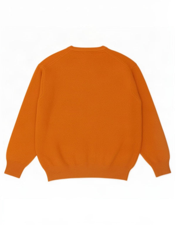 Benetton Womens Oversized Crew Neck Jumper Sweater UK 10 Small Orange