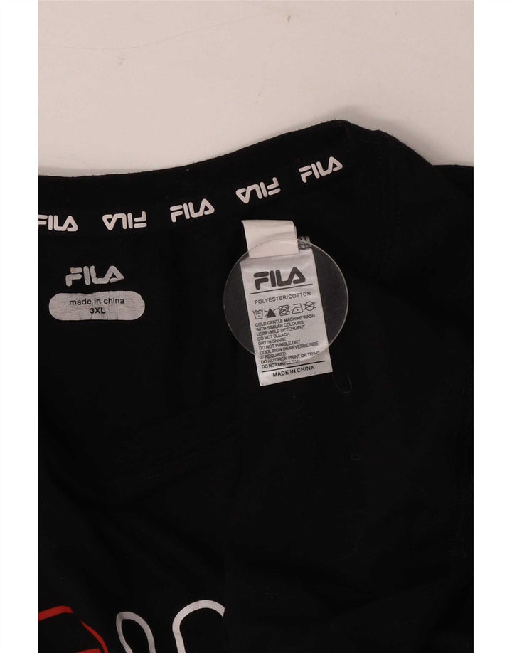 Fila Mens Graphic T-Shirt Top 3XL Black Cotton